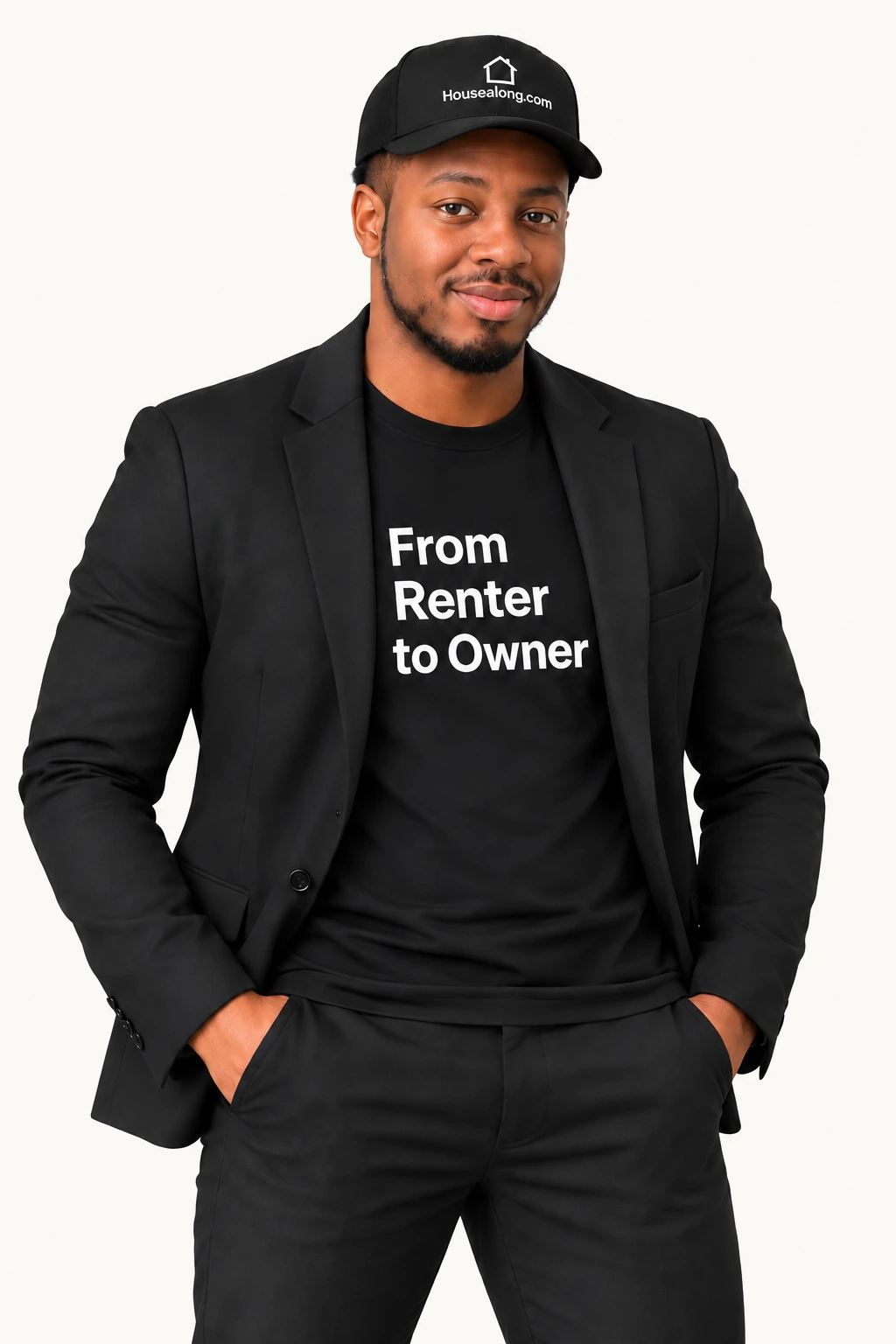Godric Lucius Nicodemus, founder of Housealong.com, facing you with his hands in his pockets